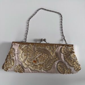 Vintage-style gold sequined clutch/evening purse